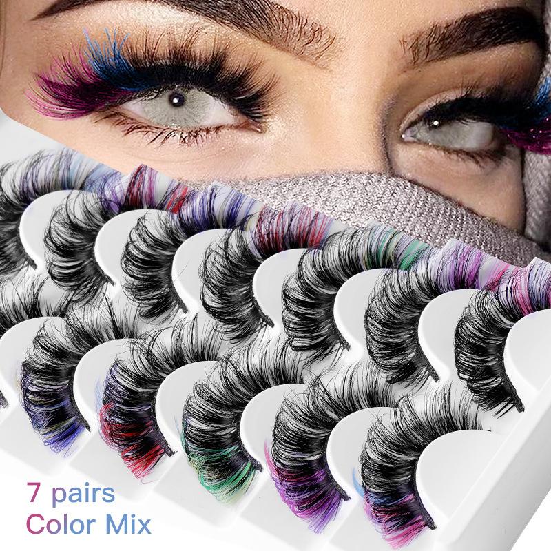 Eyelash Extension Volume - 7 пар цветных накладных ресниц 3D