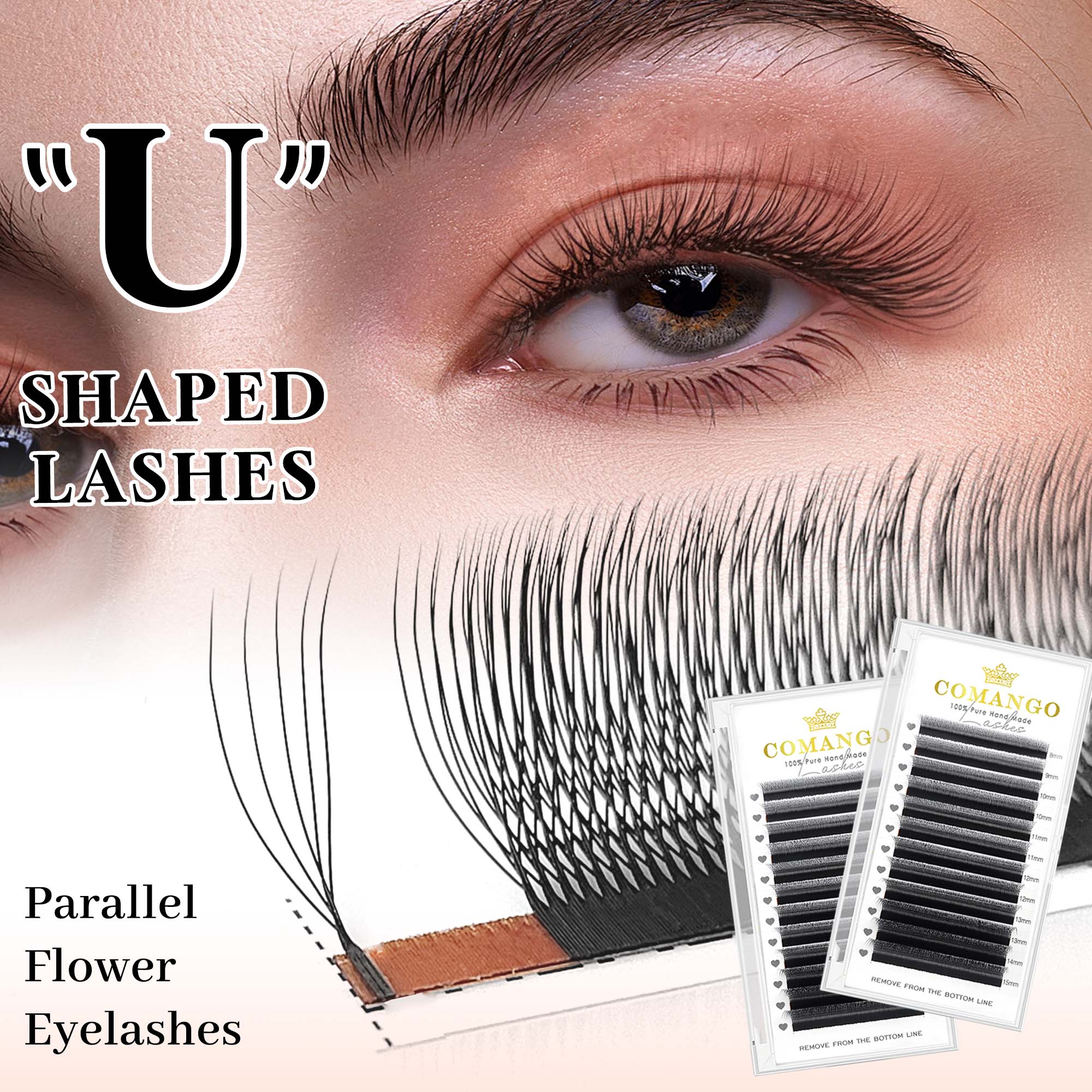 Eyelash Extension Supernatural - CoMango mix8-15 мм U-образные 3/4/5D накладные
