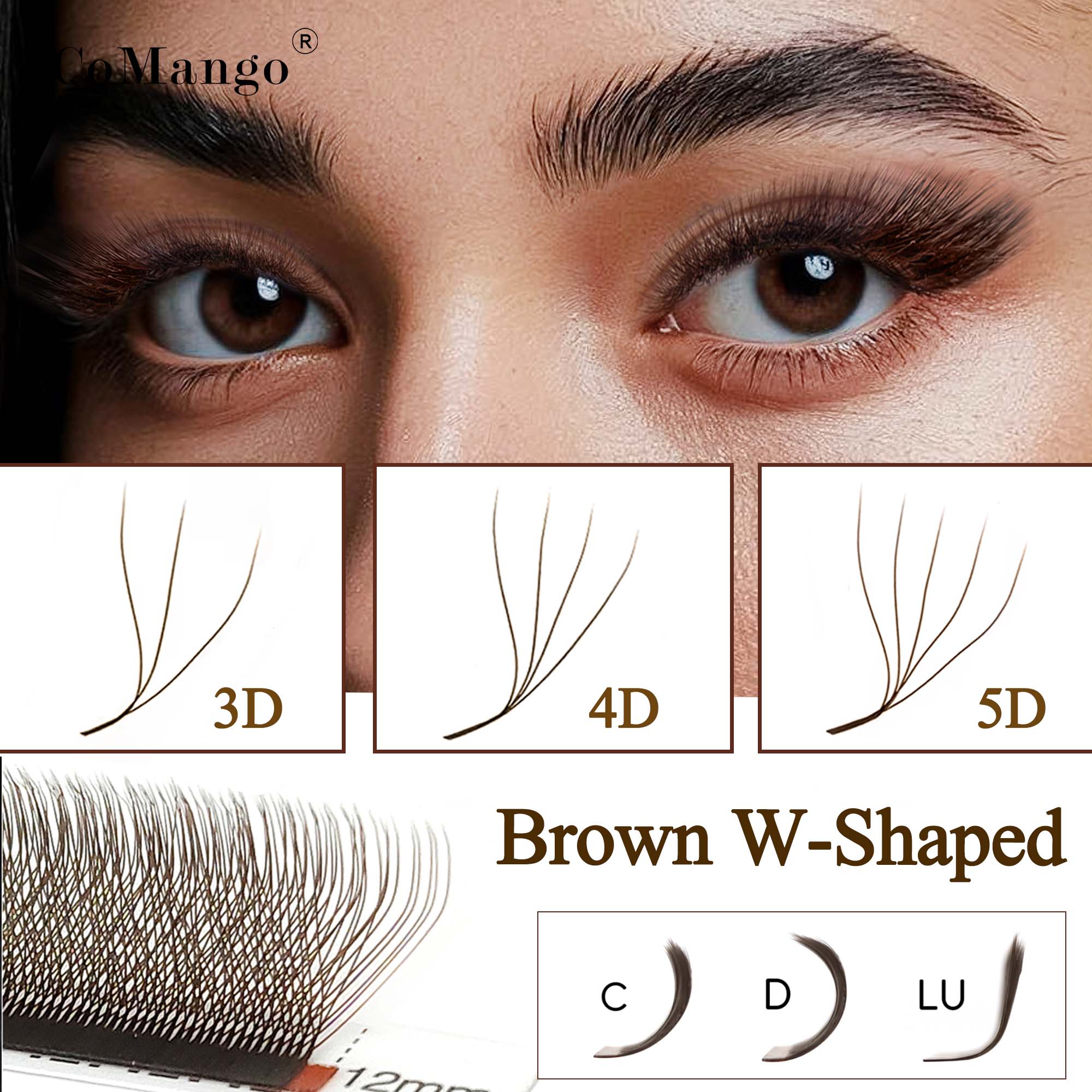 CoMango C/D/LU коричневые 3D/4 – обзор и цена Eyelash Extension Volume